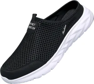 Mens Casual Shoes Fashion Men Mesh Slip On Flat Bottom Lightweight Mesh Breathable Slippers Wide Lightweight Breathable Fashion Solid Color Outdoor Walking Shoes