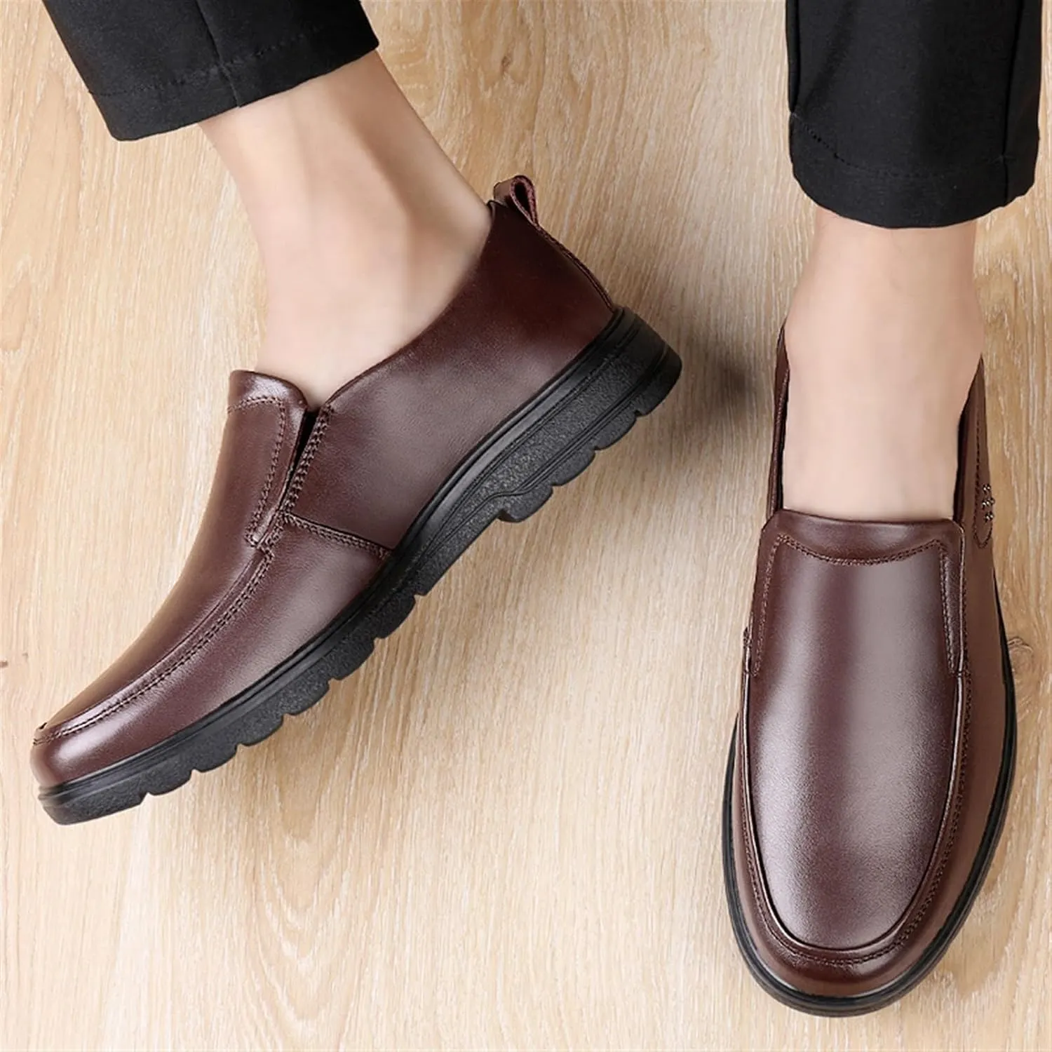Men's Driving Loafers - Simple Leather Slip-Ons with Flexible Fit, Anti-Slip Sole, and Casual Comfort for Everyday Wear
