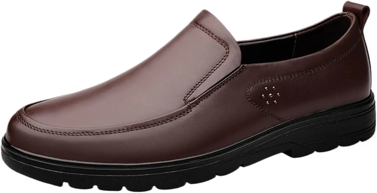 Men's Driving Loafers - Simple Leather Slip-Ons with Flexible Fit, Anti-Slip Sole, and Casual Comfort for Everyday Wear