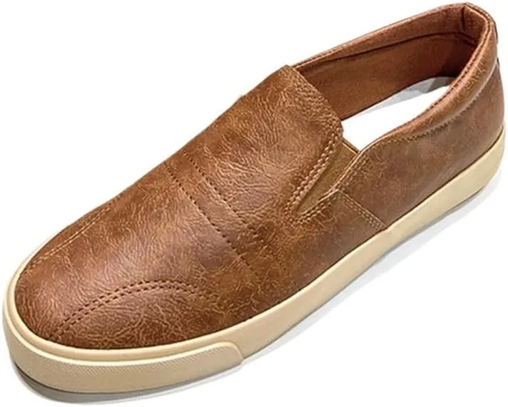 Mens Driving Loafers Slip On Leather Comfortable Shoes for Business Casual Wedding Travel Lightweight Breathable Flexible Sole