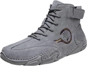 Men's Everyday Athletic Shoes New Spring and Men's Leather Shoes Korean High Top Short Boots Shoe