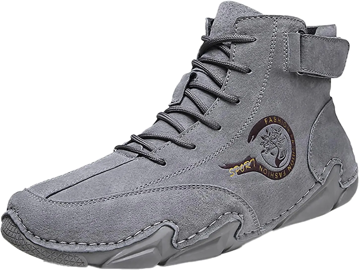 Men's Everyday Athletic Shoes New Spring and Men's Leather Shoes Korean High Top Short Boots Shoe