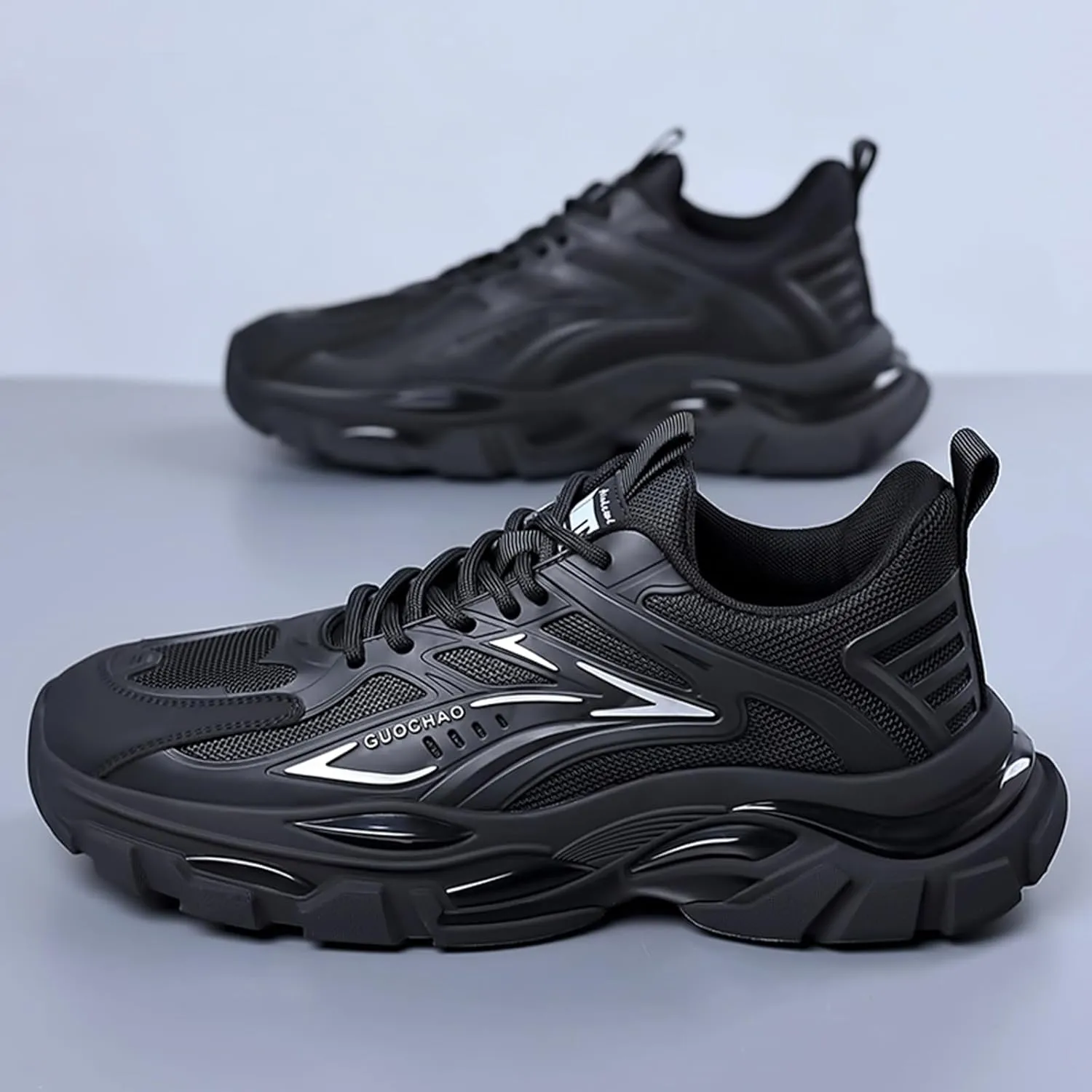 Men's Fashion Breathable Mesh Mid Top Lace Up Platform Sneakers Casual Retro Non Slip Lightweight Soft Sole Driving Walking Athletic Jogging Tennis Daily Shoes