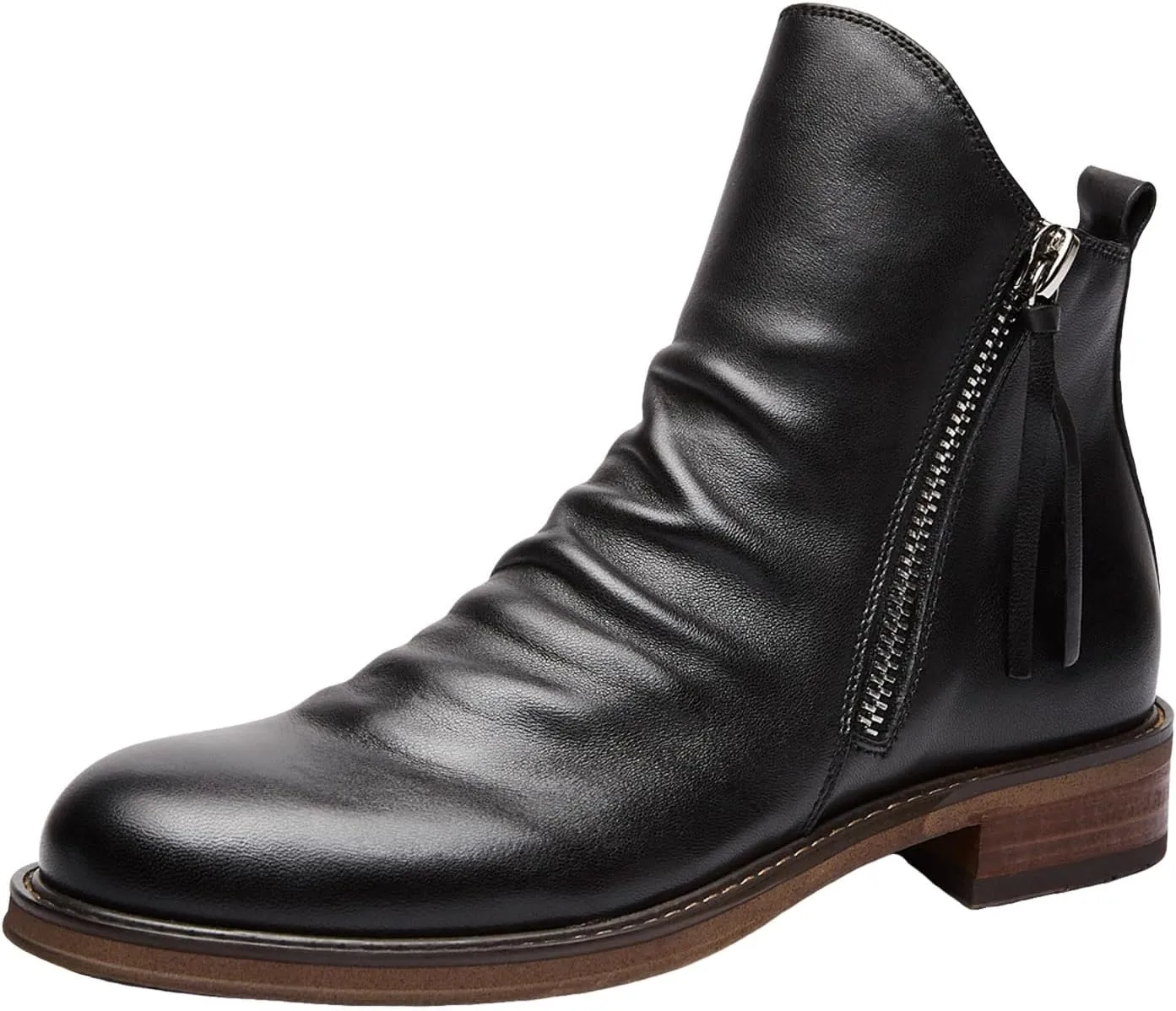 Men's Fashionable Retro Ankle Boots Zipper Sleeve Casual Leather Chukka Boot Water Proof Western Boots Men's Dress Boots