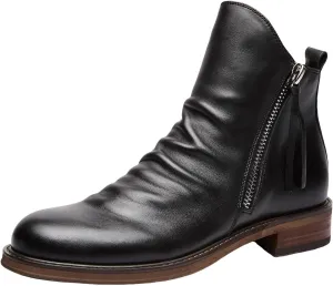 Men's Fashionable Retro Ankle Boots Zipper Sleeve Casual Leather Chukka Boot Water Proof Western Boots Men's Dress Boots