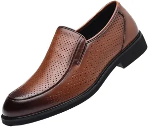 Mens Genuine Leather Dress Shoes Breathable Comfortable Casual Moccasin Loafers Summer Breathable Driving Shoes