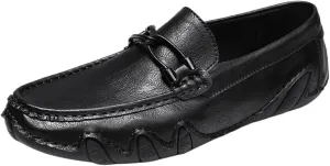 Men's Leather Loafers – Flat Heel Slip-On Driving Shoes, Flexible & Comfortable, Slip-Resistant Outdoor Loafers