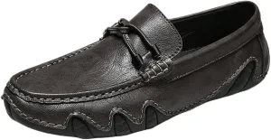 Men's Leather Loafers – Flat Heel Slip-On Driving Shoes, Flexible & Comfortable, Slip-Resistant Outdoor Loafers
