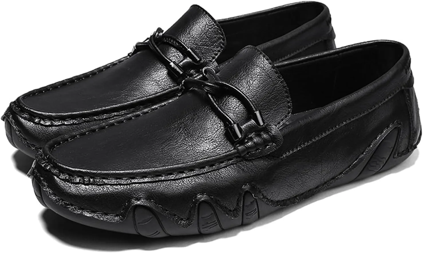 Men's Leather Loafers – Flat Heel Slip-On Driving Shoes, Flexible & Comfortable, Slip-Resistant Outdoor Loafers