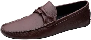 Men's Leather Loafers - Square Toe Lightweight Flexible and Comfortable Driving Shoes, Casual Slip-On Design