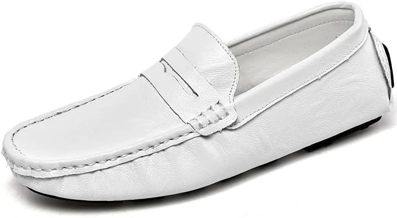 Mens Loafers Embossed Leather Penny Driving Loafers Moccasins Shoes Slip Resistant Lightweight Flexible Wedding Slip-on