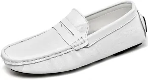 Mens Loafers Embossed Leather Penny Driving Loafers Moccasins Shoes Slip Resistant Lightweight Flexible Wedding Slip-on