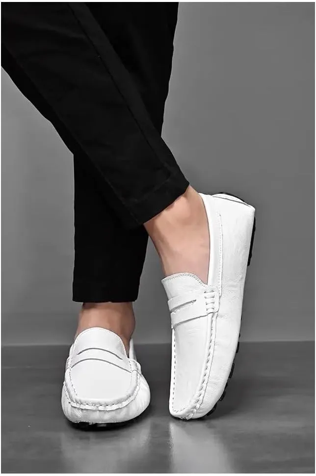 Mens Loafers Embossed Leather Penny Driving Loafers Moccasins Shoes Slip Resistant Lightweight Flexible Wedding Slip-on