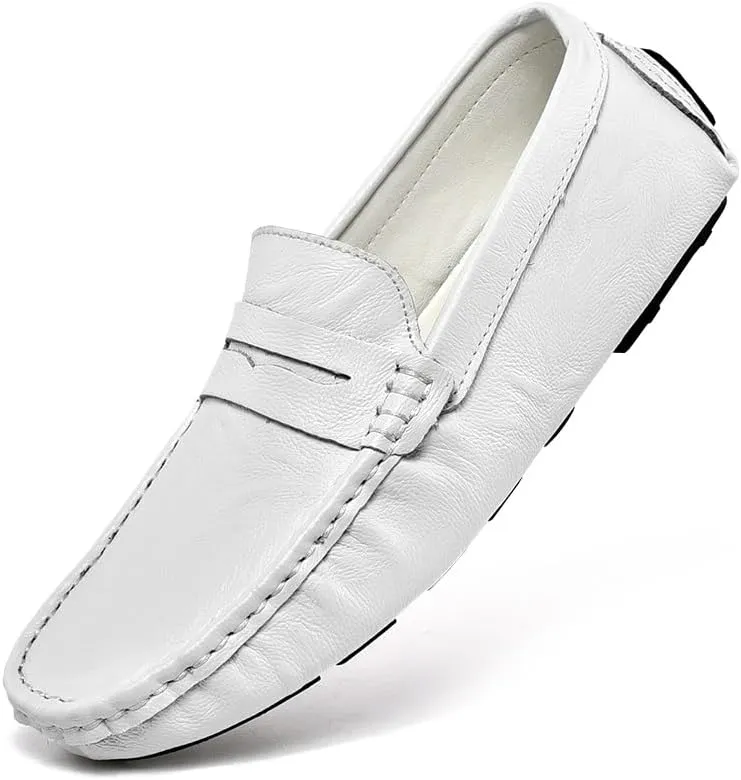 Mens Loafers Embossed Leather Penny Driving Loafers Moccasins Shoes Slip Resistant Lightweight Flexible Wedding Slip-on