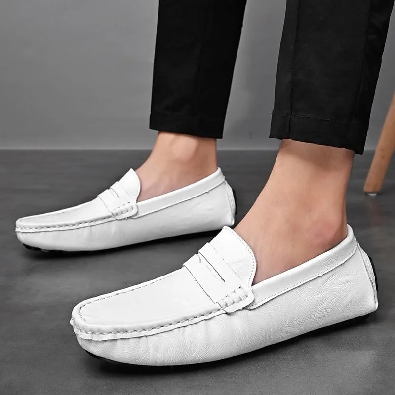 Mens Loafers Embossed Leather Penny Driving Loafers Moccasins Shoes Slip Resistant Lightweight Flexible Wedding Slip-on