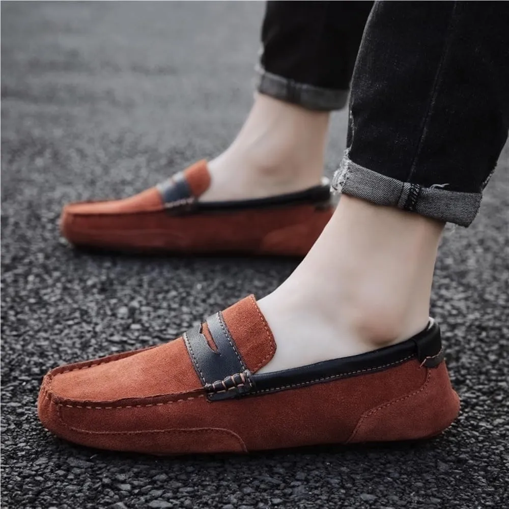 Mens Loafers Lightweight Round Toe Flexible Sole Party Shoes for Business Casual Office Work Slip On