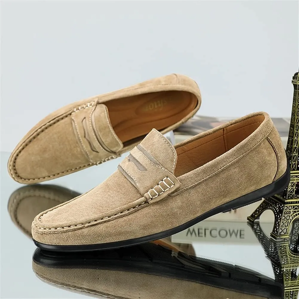 Men's Loafers Lightweight Simple Penny Loafers Leather Slip Resistant Flexible Lightweight Party Slip-on