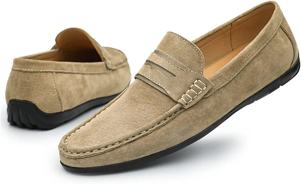 Men's Loafers Lightweight Simple Penny Loafers Leather Slip Resistant Flexible Lightweight Party Slip-on