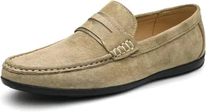 Men's Loafers Lightweight Simple Penny Loafers Leather Slip Resistant Flexible Lightweight Party Slip-on