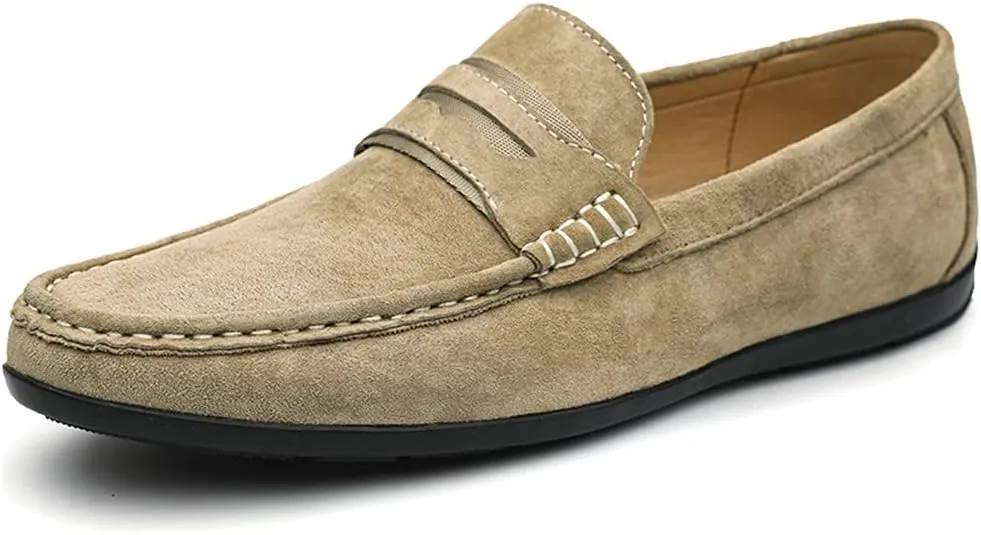 Men's Loafers Lightweight Simple Penny Loafers Leather Slip Resistant Flexible Lightweight Party Slip-on