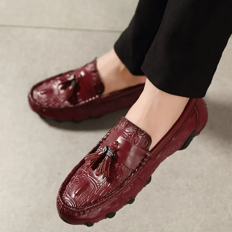 Men's Loafers PU Leather Tassel Penny Loafers Flexible Flat Heel Lightweight Classic Slip-on