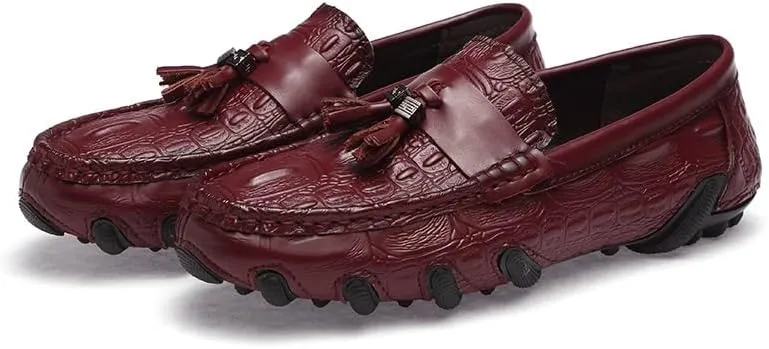 Men's Loafers PU Leather Tassel Penny Loafers Flexible Flat Heel Lightweight Classic Slip-on