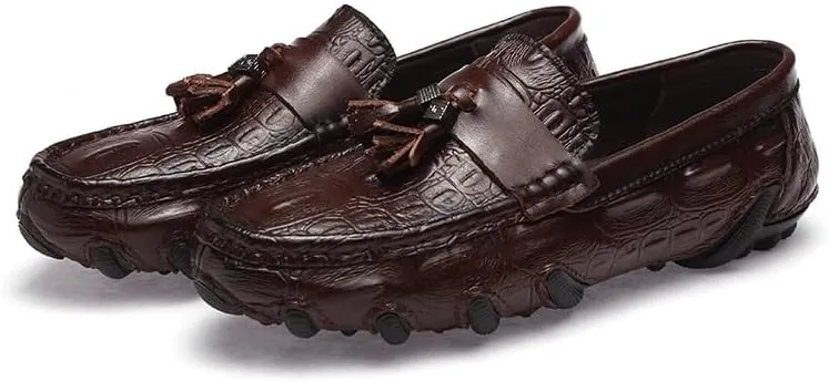 Men's Loafers PU Leather Tassel Penny Loafers Flexible Flat Heel Lightweight Classic Slip-on