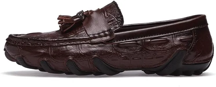 Men's Loafers PU Leather Tassel Penny Loafers Flexible Flat Heel Lightweight Classic Slip-on