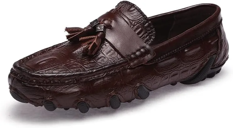Men's Loafers PU Leather Tassel Penny Loafers Flexible Flat Heel Lightweight Classic Slip-on