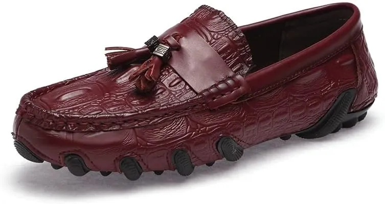 Men's Loafers PU Leather Tassel Penny Loafers Flexible Flat Heel Lightweight Classic Slip-on