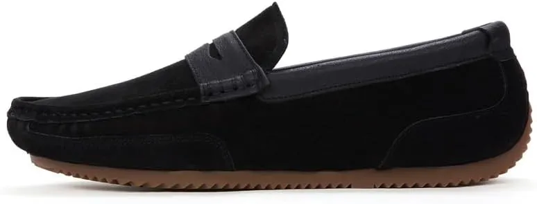 Men's Loafers Round Toe PU Leather Patchwork Suede Vamp Penny Loafers Flat Heel Flexible Slip Resistant Prom Fashion Slip-on