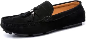 Mens Loafers Round Toe Solid Color with Tassel Suede Vamp Driving Loafers Comfortable Flexible Anti-Slip Party Prom Slip On