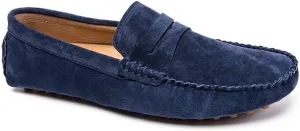 Mens Loafers Round Toe Suede Vamp Penny Driving Loafers Moc Shoes Flexible Comfortable Anti-Slip Prom Slip-ons(Blue,9)