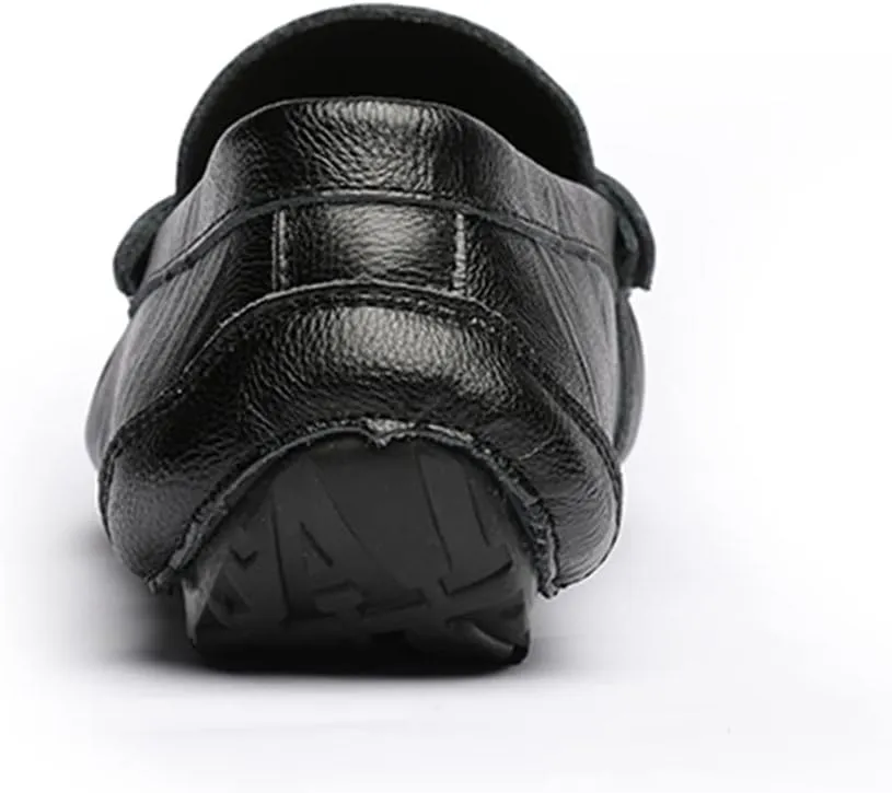 Mens Loafers Shoe Genuine Leather Tassel Stitching Details Round Toe Flexible Comfortable Anti-Slip Casual Slip On