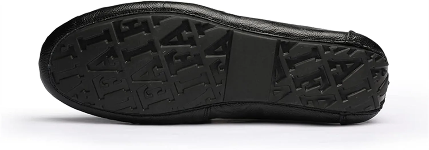 Mens Loafers Shoe Genuine Leather Tassel Stitching Details Round Toe Flexible Comfortable Anti-Slip Casual Slip On