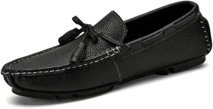 Mens Loafers Shoe Square Toe with Tassel Driving Boat Shoes Flat Heel Flexible Comfortable Wedding Walking Slip-ons