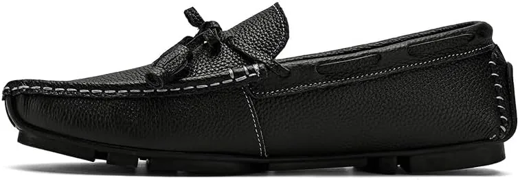 Mens Loafers Shoe Square Toe with Tassel Driving Boat Shoes Flat Heel Flexible Comfortable Wedding Walking Slip-ons