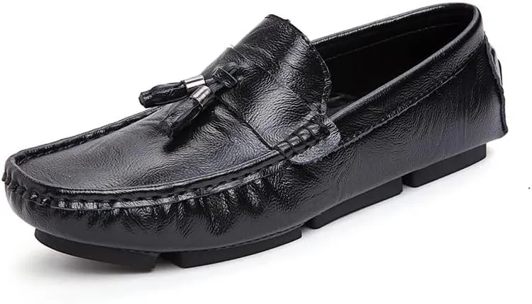 Mens Loafers Shoe Square Toe with Tassel Moccasins Driving Loafers Resistant Comfortable Flexible Casual Slip On
