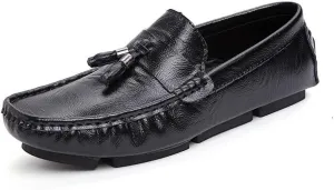 Mens Loafers Shoe Square Toe with Tassel Moccasins Driving Loafers Resistant Comfortable Flexible Casual Slip On