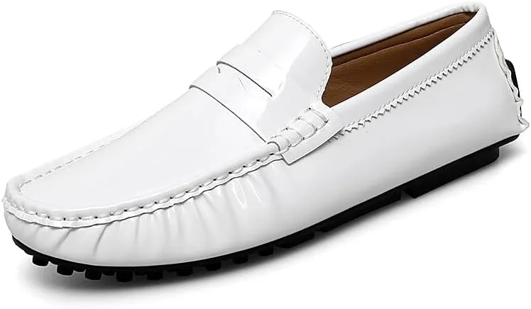 Men's Loafers Shoes Round Toe Leather Driving Penny Loafers Lightweight Comfortable Flexible Outdoor Slip On