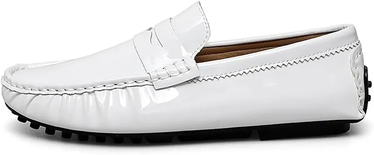 Men's Loafers Shoes Round Toe Leather Driving Penny Loafers Lightweight Comfortable Flexible Outdoor Slip On