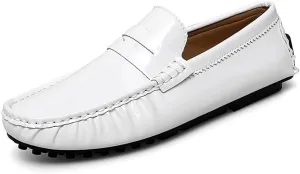 Men's Loafers Shoes Round Toe Leather Driving Penny Loafers Lightweight Comfortable Flexible Outdoor Slip On
