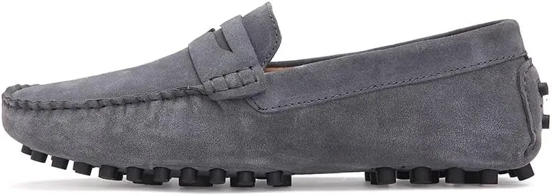 Men's Loafers Shoes Round Toe Nubuck Leather Penny Driving Loafers Flexible Lightweight Flat Heel Party Slip-on