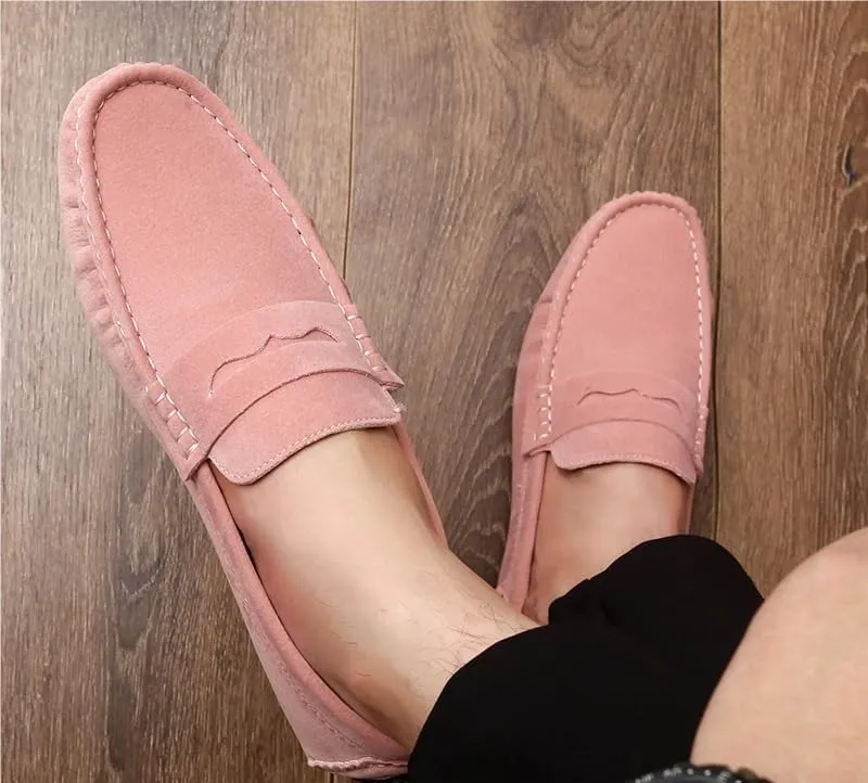 Men's Loafers Shoes Round Toe Suede Vamp Penny Driving Loafers Lightweight Comfortable Flexible Prom Party Slip-ons
