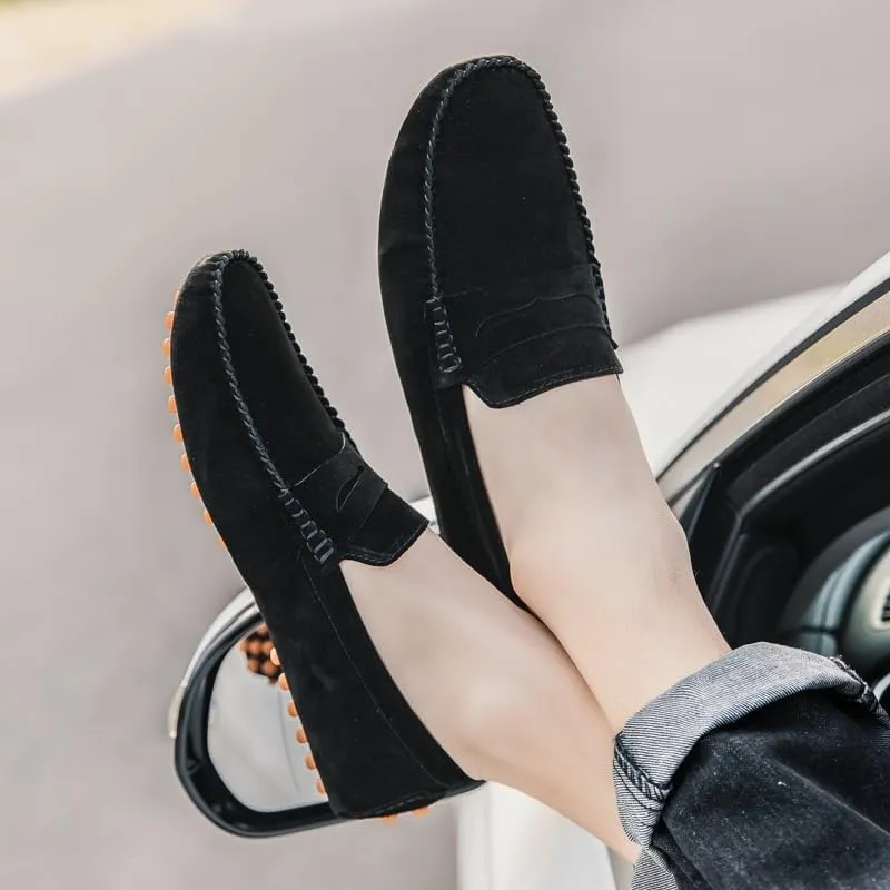 Men's Loafers Shoes Round Toe Suede Vamp Penny Driving Loafers Moc Shoes Resistant Lightweight Flexible Party Prom Slip On