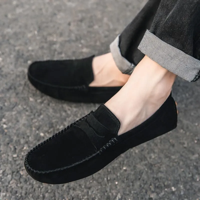 Men's Loafers Shoes Round Toe Suede Vamp Penny Driving Loafers Moc Shoes Resistant Lightweight Flexible Party Prom Slip On