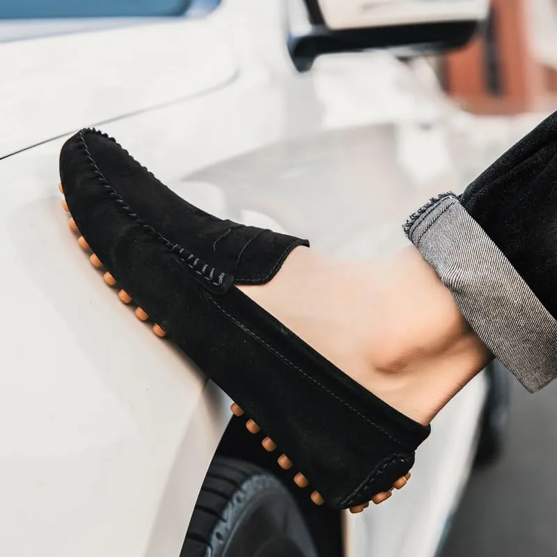 Men's Loafers Shoes Round Toe Suede Vamp Penny Driving Loafers Moc Shoes Resistant Lightweight Flexible Party Prom Slip On