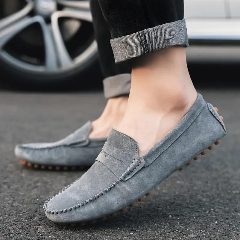 Men's Loafers Shoes Round Toe Suede Vamp Penny Driving Loafers Moc Shoes Resistant Lightweight Flexible Party Prom Slip On