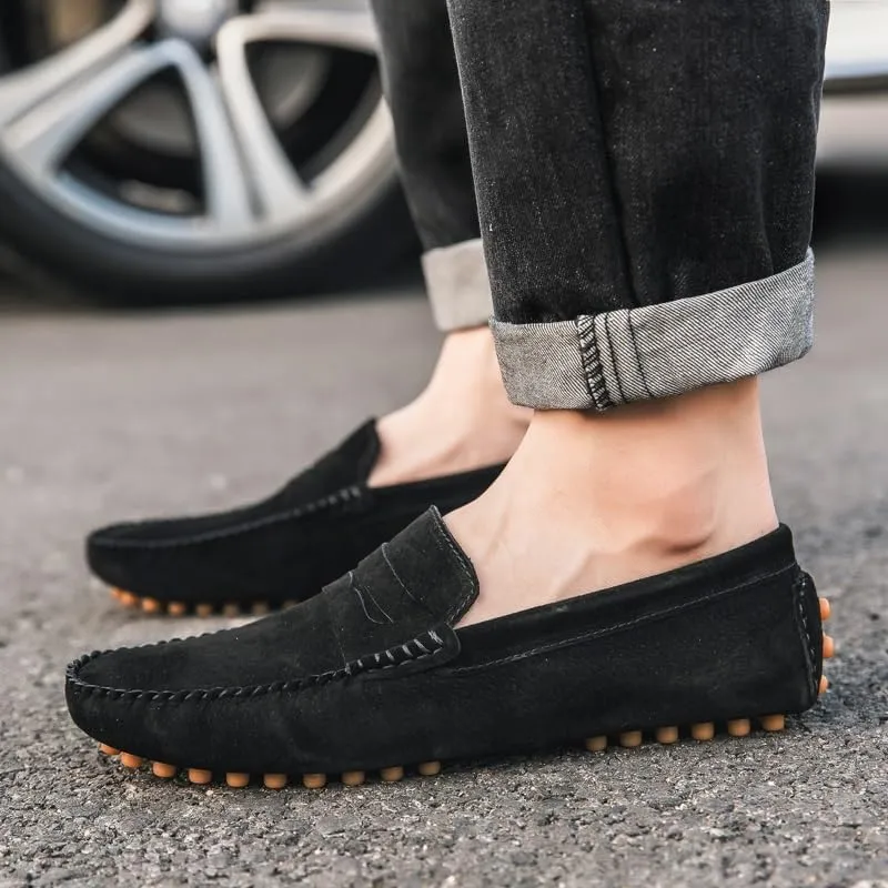 Men's Loafers Shoes Round Toe Suede Vamp Penny Driving Loafers Moc Shoes Resistant Lightweight Flexible Party Prom Slip On