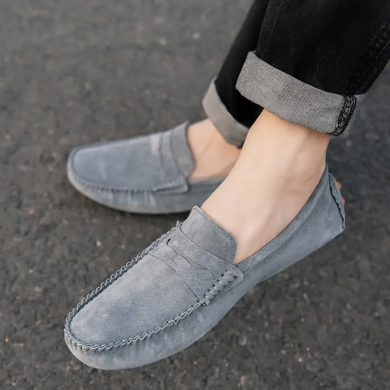Men's Loafers Shoes Round Toe Suede Vamp Penny Driving Loafers Moc Shoes Resistant Lightweight Flexible Party Prom Slip On
